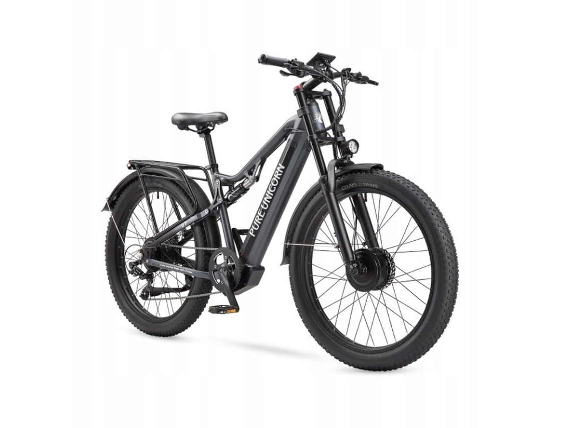 Bicicleta eléctrica todoterreno Pure Unicorn U7, 1000 W, 2 motores dobles, 48 ​​V, 19,2 Ah, frenos hidráulicos, neumáticos de 27,5" x 3,0" de ancho
