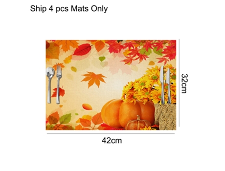 Mantel individual de lino impermeable de Acción de Gracias de 4 piezas estera de aislamiento de mesa de decoración de vacaciones style3 ZMDECQNA