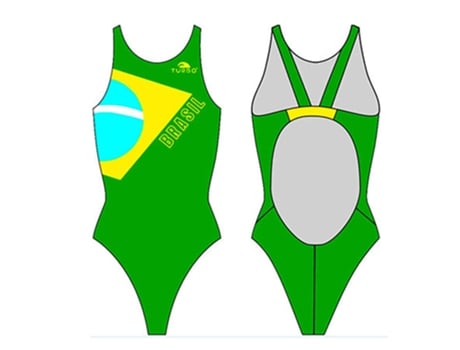 Traje de baño para Mujer TURBO Bandeira Brasileira Pro Resist Verde para Natacion (S)