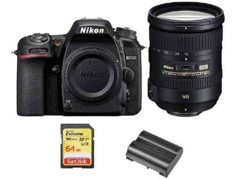 Kit Cámara Réflex NIKON D7500 + AF-S 18-200MM F3.5-5.6G ED VR II DX + Tarjeta SD de 64GB + bateria EN-EL15A