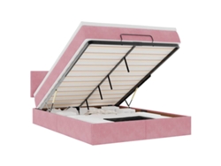 Maison Exclusive - Estructura Cama Otomana Con Colchón Terciopelo Rosa 140x190 Cm