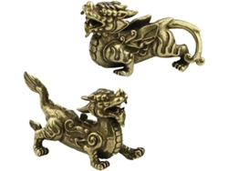 Juego de 1 figura decorativa de cobre, amuletos para oficina, dormitorio, diseño delicado, auspicioso, atrae GOKOCO