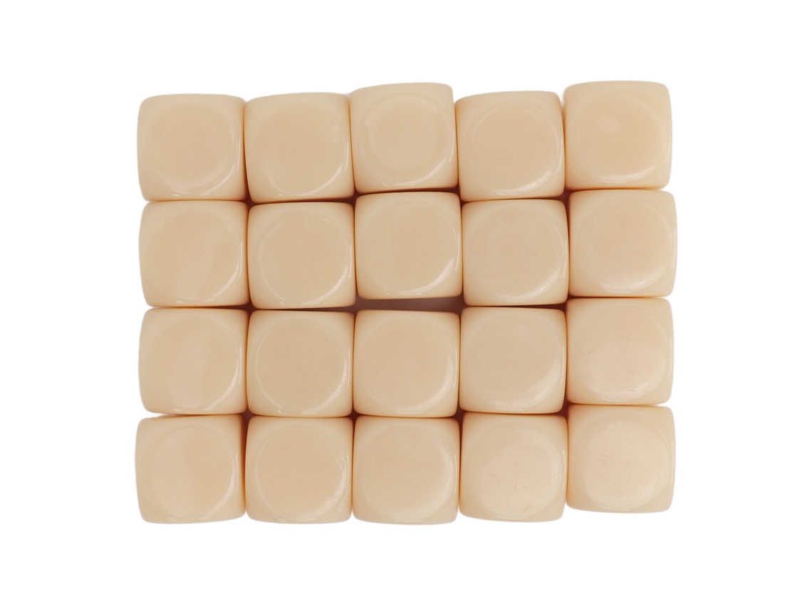 20 Dados De Plástico Blanco Con Esquinas Redondeadas, De 16 Mm, Para Jugar Y Para Fines Educativos.