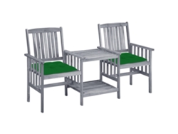 Sillas de jardín con mesa de centro y cojines de madera maciza de acacia, Dkd Home Decor