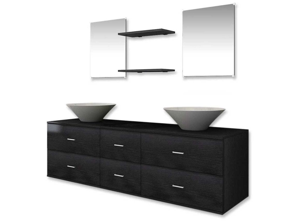 Maison Exclusive - Conjunto De Muebles De Baño Y Lavabo 7 Piezas Negro