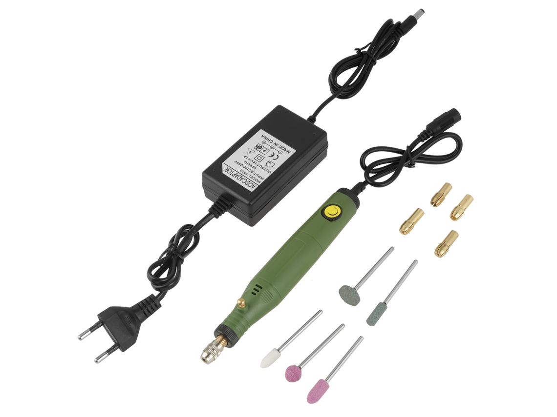Furadeira Elétrica Mini Com Acessórios Para Polir, Furar E Gravar