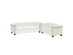 Maison Exclusive - Sofás Chesterfield De 2 Y 3 Plazas Cuero Sintético Blanco
