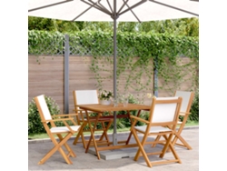 Conjunto 5 Piezas Jantar P/ Jardim Tído/madeira Maciça Branco Nata Dkd Home Decor
