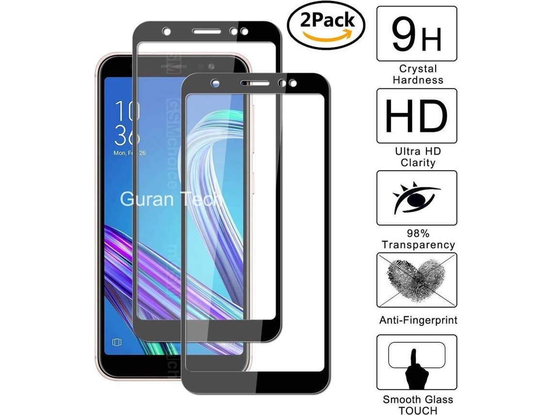 Protector Cristal Templado Asus Zenfone MAX M1 ZB555KL HONGWE. Cobertura Completa Negro