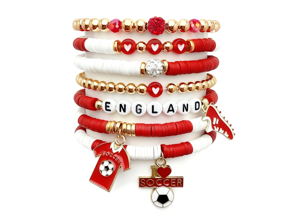 Set Pulseras Elásticas Apilables Mujer Fútbol 2026, Dijes Deportivos, Accesorios Hincha Y Pulseras Amistad