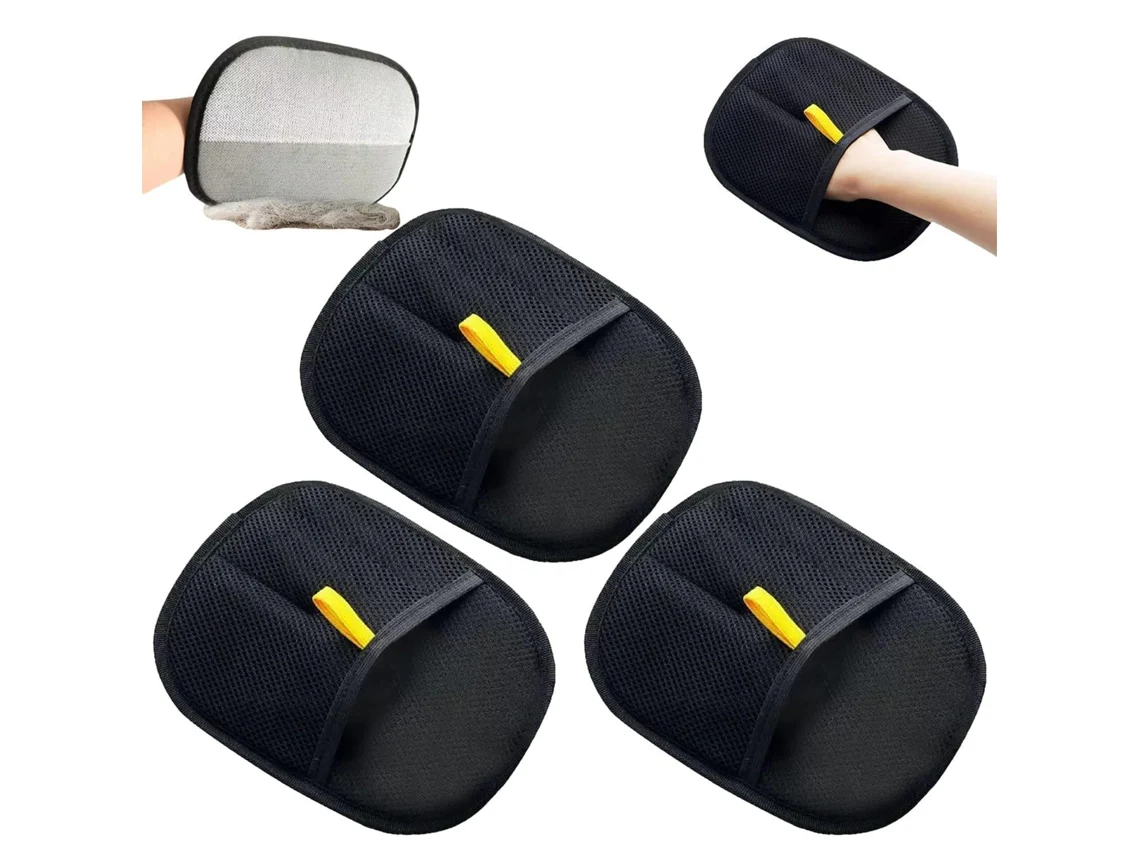 Juego de 3 guantes para depilar mascotas, diseño silencioso, masaje suave, lavables, Tommy01