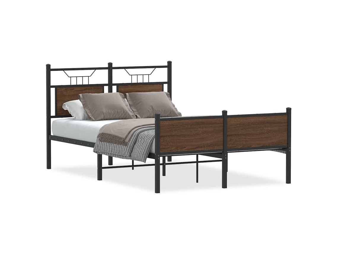 Maison Exclusive - Estructura De Cama Sin Colchón Madera Marrón Roble 120x190 Cm