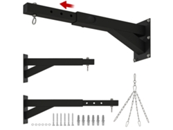 Soporte Saco Boxeo Pared 5 Alturas Acero Carga 60kg Negro