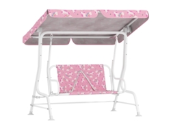 Columpio Hollywood De 2 Plazas Con Toldo Y Arnés Ajustables, Apto Para Niños De 3 A 6 Años Y Hasta 60 Kg, Color Rosa.