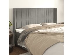 Cabecero Con Orejas De Terciopelo Gris Claro 163x16x118/128 Cm