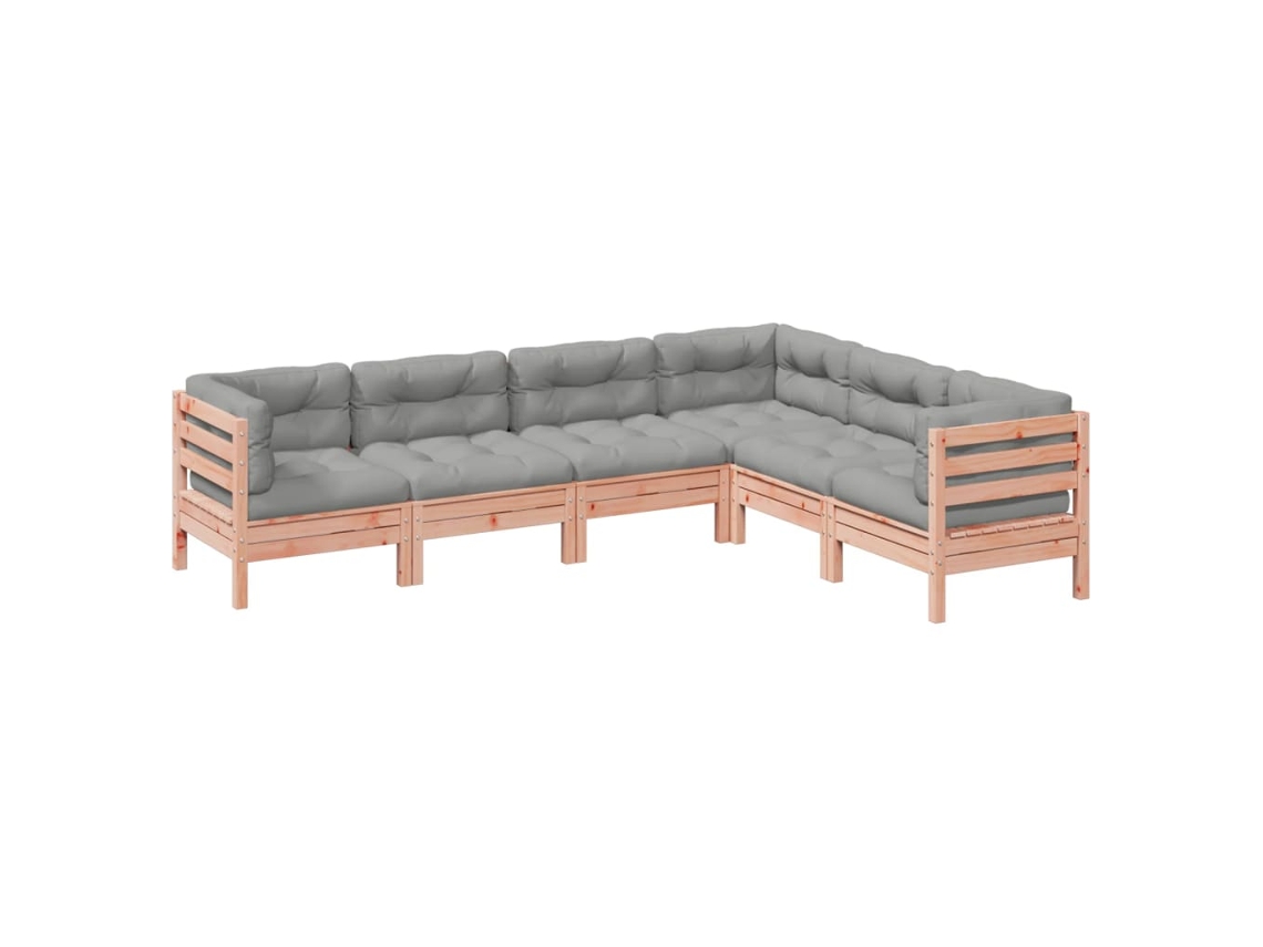 Maison Exclusive - Conjunto de sofá de jardín de 6 piezas con cojines, madera de abeto Douglas