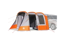 Tienda de campaña impermeable para coche, gris y naranja.