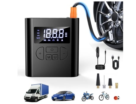 Compresor de Aire Portátil para Inflar Neumáticos: Bomba de Aire Portátil Inalámbrica de 150 Psi Y 8000 Mah Inflado Rápido 4 Veces Pantalla Lcd Pre...