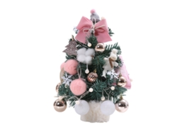 Árbolito De Navidad Pequeño Con Luces Ajustables Pvc Ligero Para Mesa Decoración Hogar 35cm Rosado