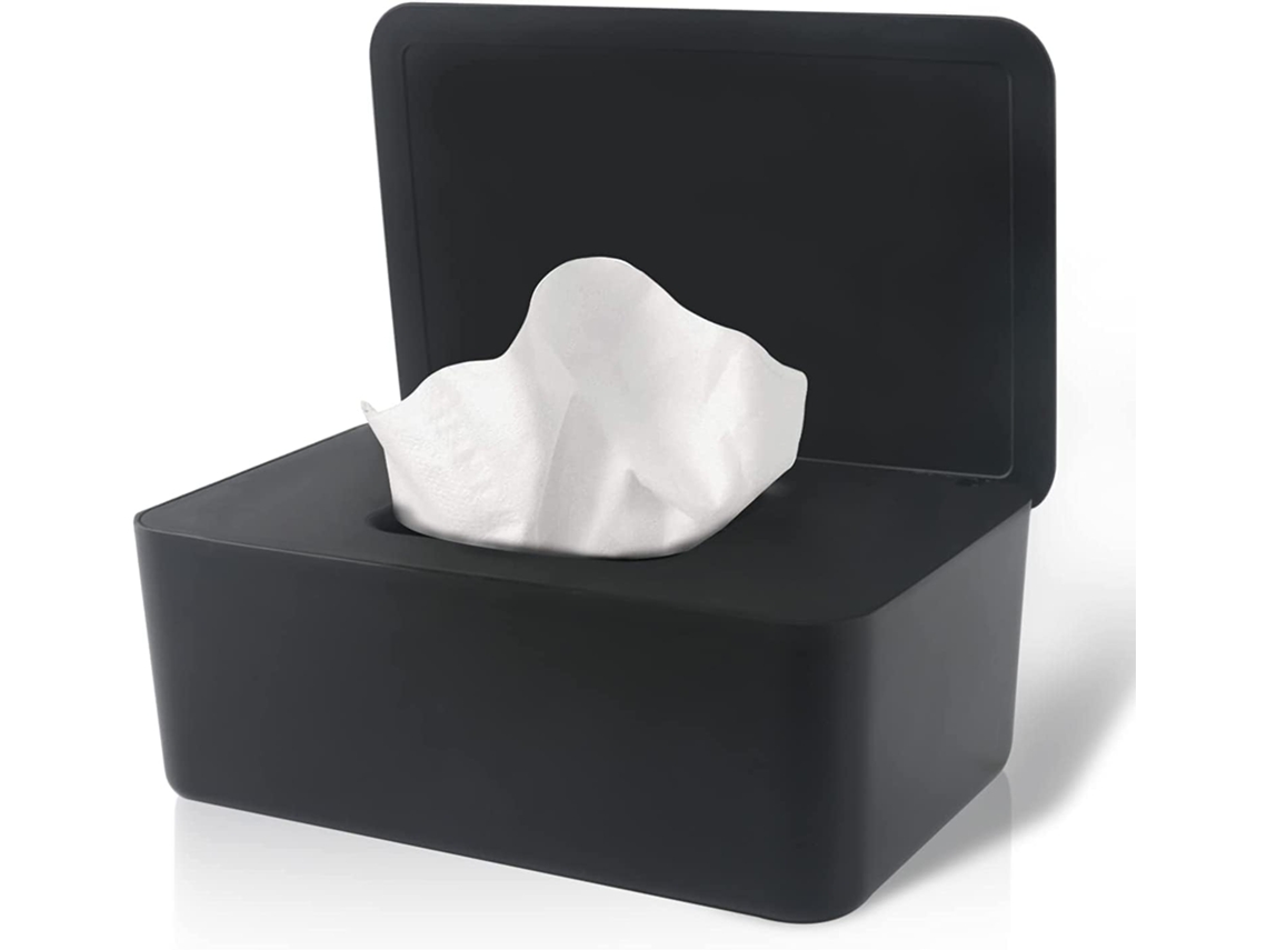 Caja De Pañuelos - Dispensador De Papel Higiénico Húmedo - Dispensador De Toallitas Húmedas - Con Tapa - Negro