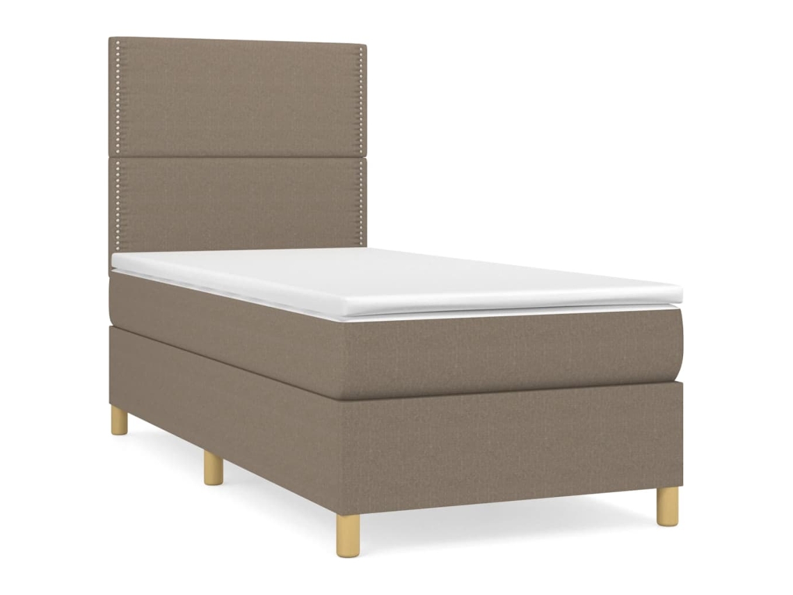 Maison Exclusive - Cama Box Spring Con Colchón Tela Gris Taupe 90x190 Cm