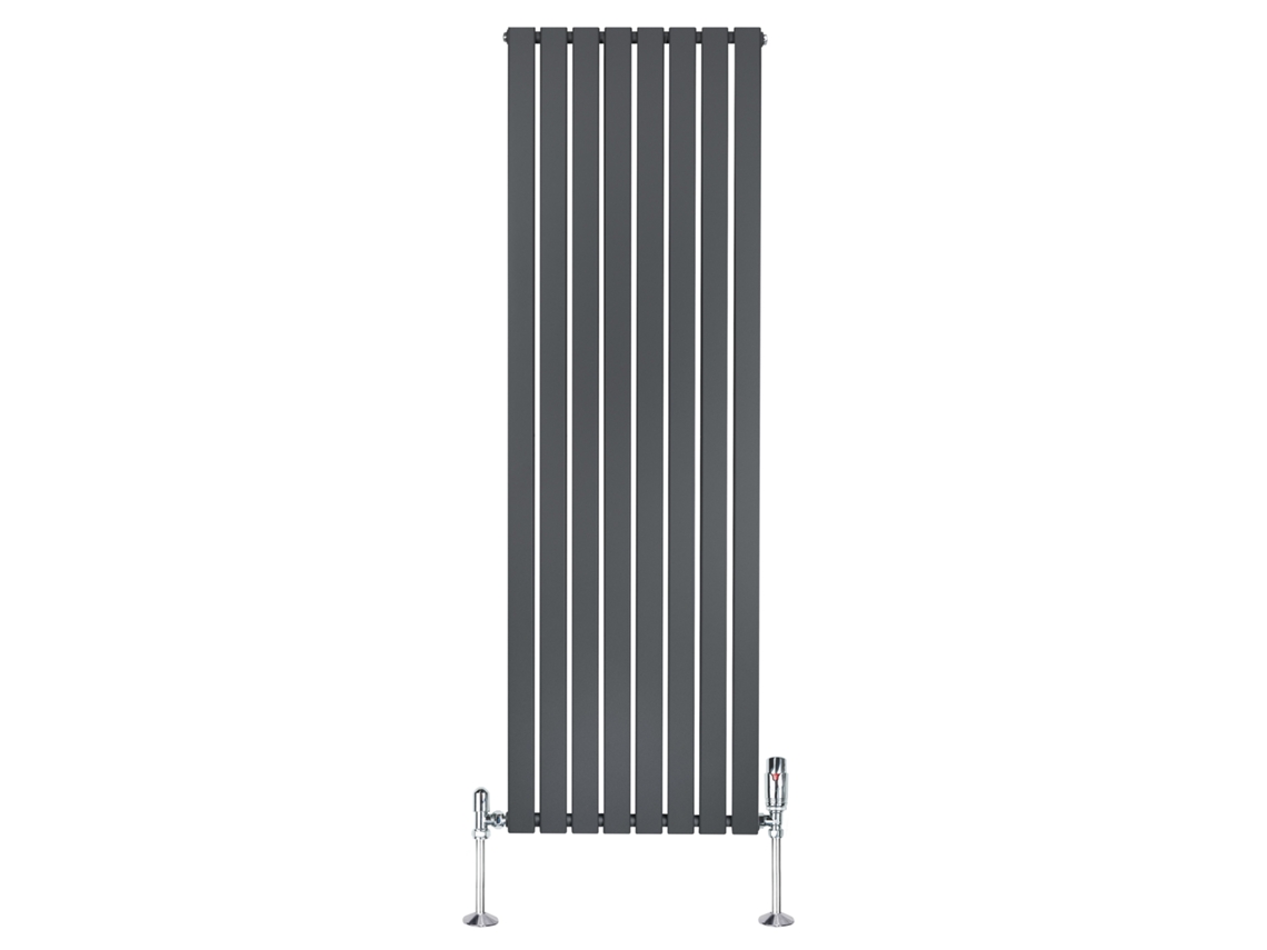 Radiador plano, columna simple, 1800x560 mm - Gris antracita, acero al carbono de 1,5 mm, 1412 W, alta eficiencia, válvulas.
