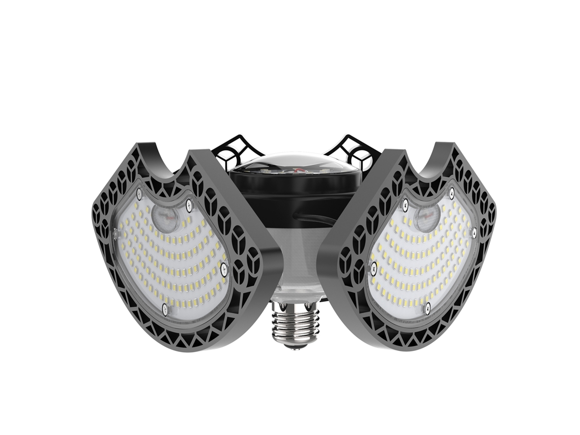 Bombillas LED para garaje 2026, 50 W, deformables, 6000 lm, CRI80, con 3 paneles ajustables, casquillo E26, para taller y almacén.