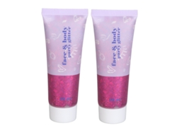 Gel corporal con purpurina, 2 unidades, 50 ml, rosa y rojo, para fiestas