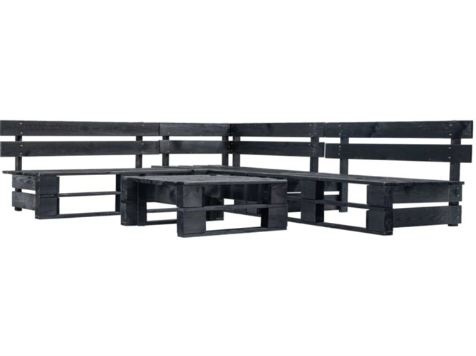 Conjunto 4 Juego de muebles de jardín VIDAXL Negro Madera