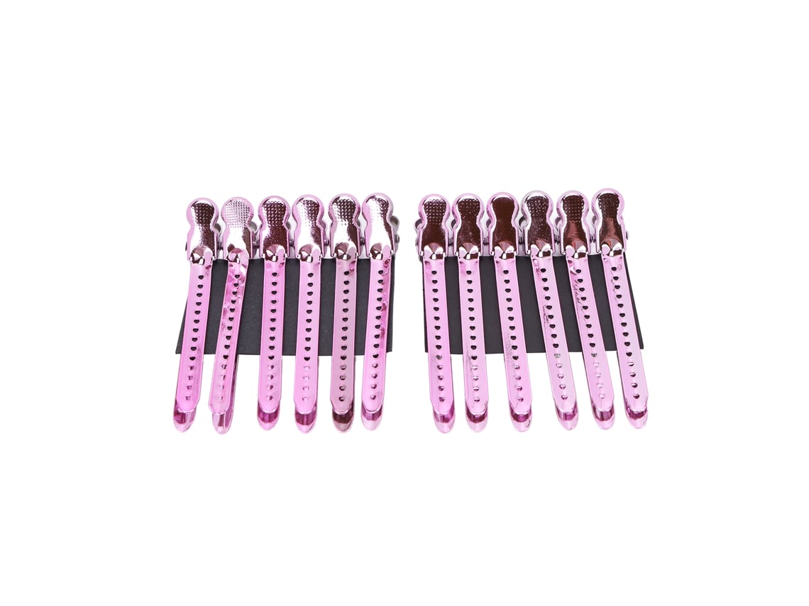 2026-12 Unidades De Pinzas Pico De Pato Profesionales Para Peluquería Portátiles Para Peinar Cabello Grueso Morado Rosa