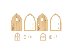 2 Conjuntos Puerta Y Ventana De Madera Para Casita De Muñecas Jardín Campestre 1:12 Accesorios Decorativos