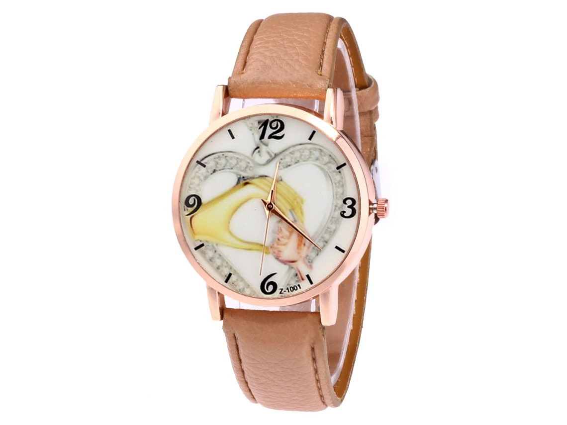 Reloj De Cuarzo Analógico Para Mujer Con Correa De Pu Zhoulianfa Regalo Joyería (café Claro)