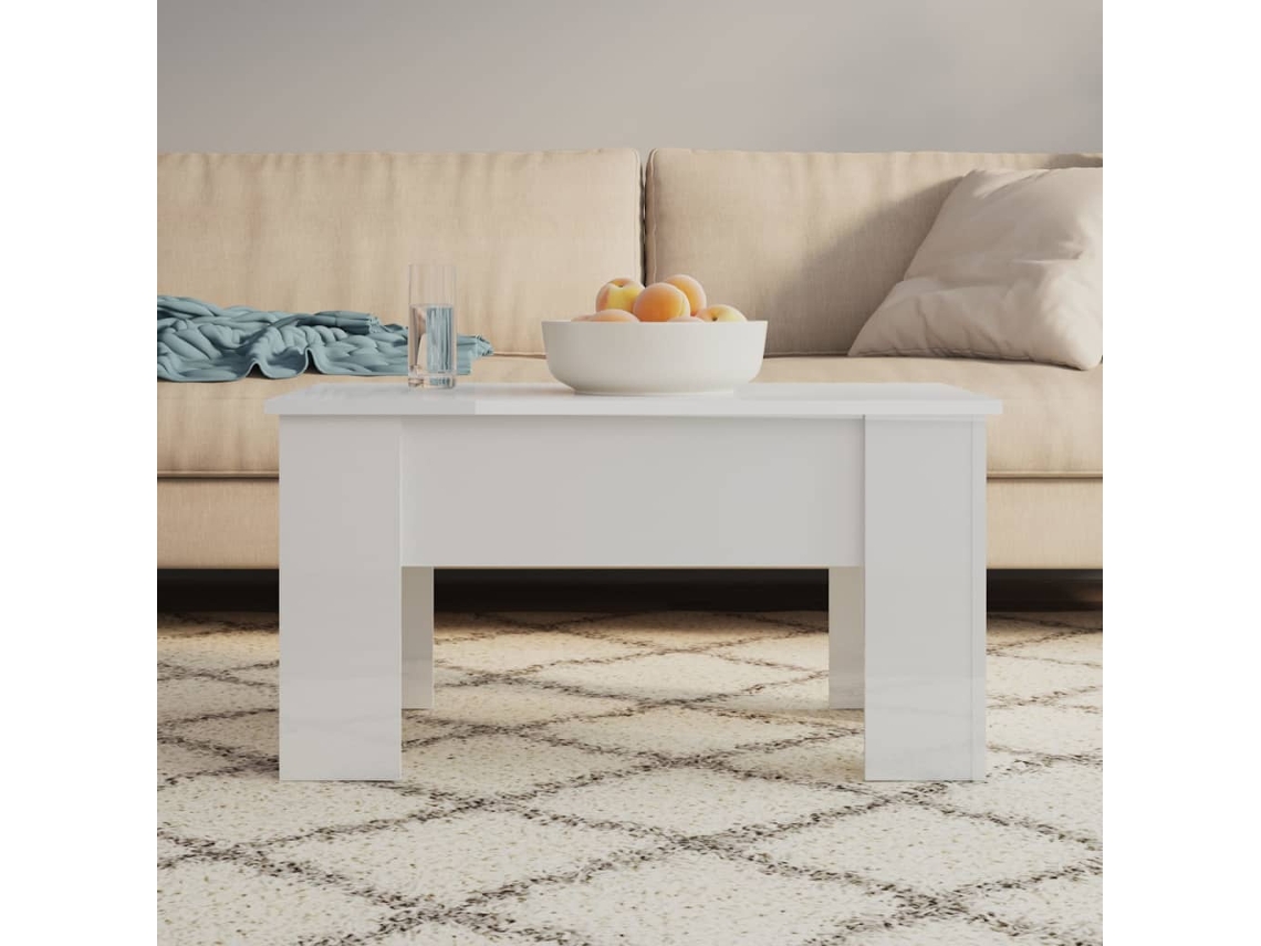 Mesa de Centro de Apoyo 79X49X41 cm en Madera Procesada Blanco Brillante