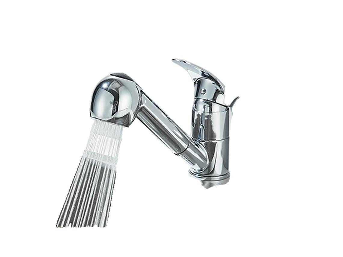 Grifo para lavabo de baño, acabado cromado, rotación de 360°, cromo