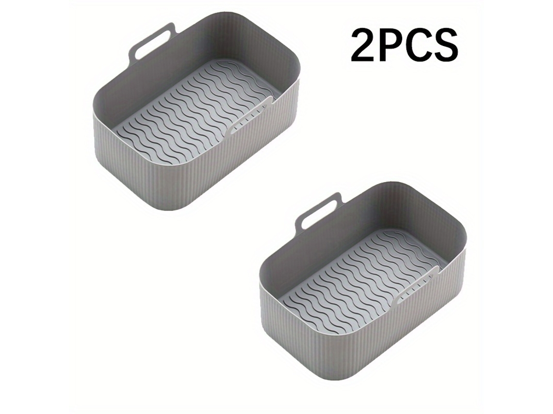 Assadeira de Silicone para Air Fryer Retangular 2 Unidades Cinza GERTIZ