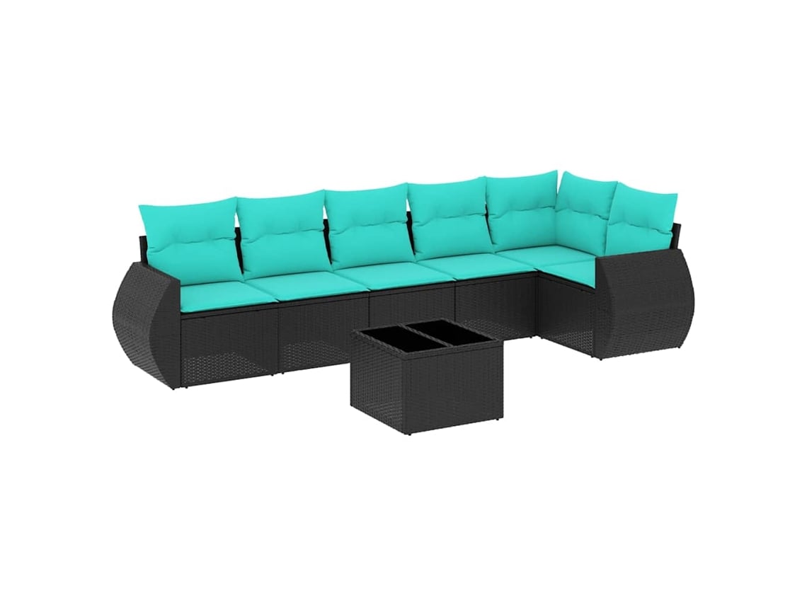 Maison Exclusive - Conjunto De Sofá De Jardín De 7 Piezas Con Cojines, De Poliratán Negro