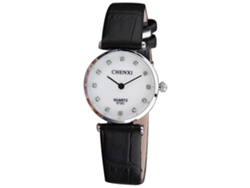 Reloj De Pareja De Cuero Chenxi Con Cristales Para Mujeres Y Hombres