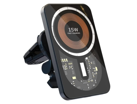 Cargador Coche Inalámbrico Carga Rápida Teléfono CHRONUS Negro