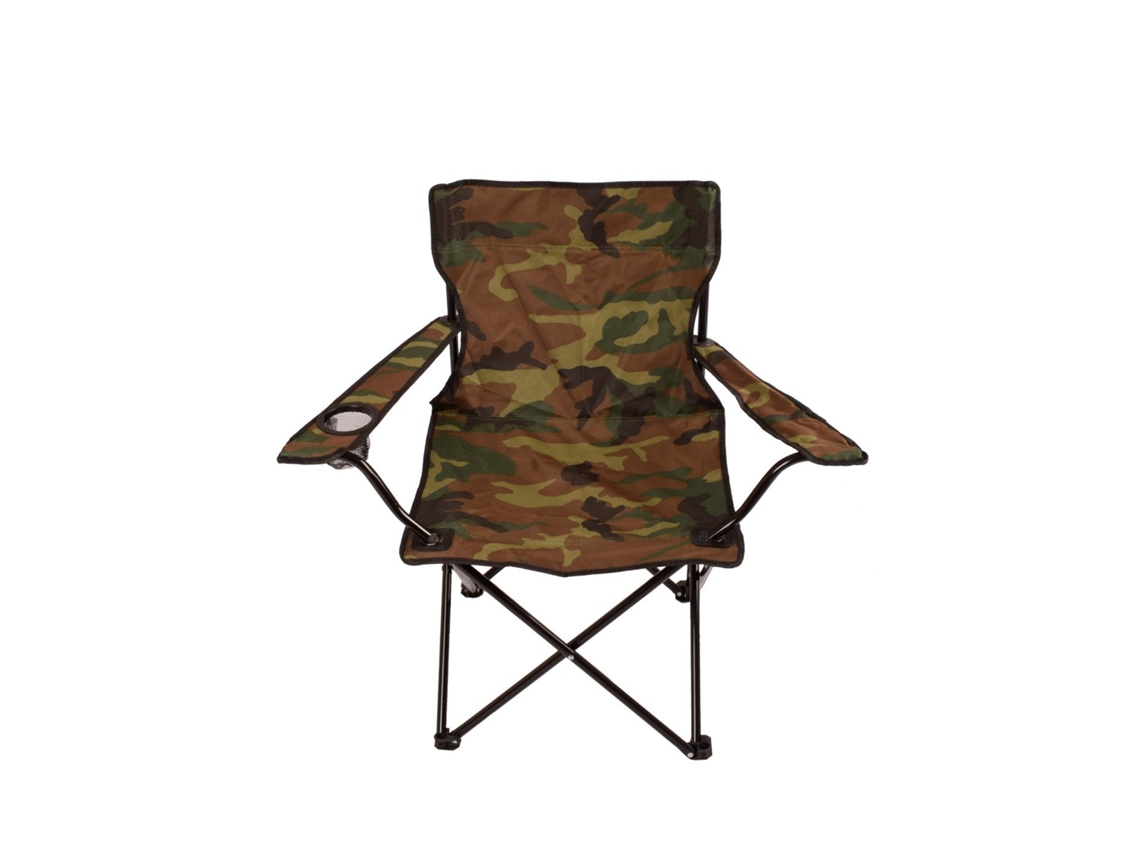 Jardin202 - Silla De Camping Plegable Con Portavasos | Metal Y Lona | 80x80x50 Cm Militar |  (militar)