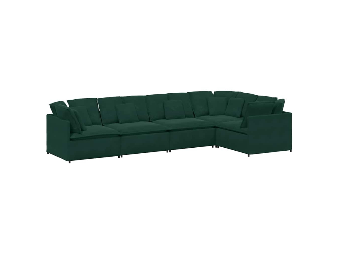 Maison Exclusive - Sofá Modular Con Cojines De Terciopelo Verde Oscuro