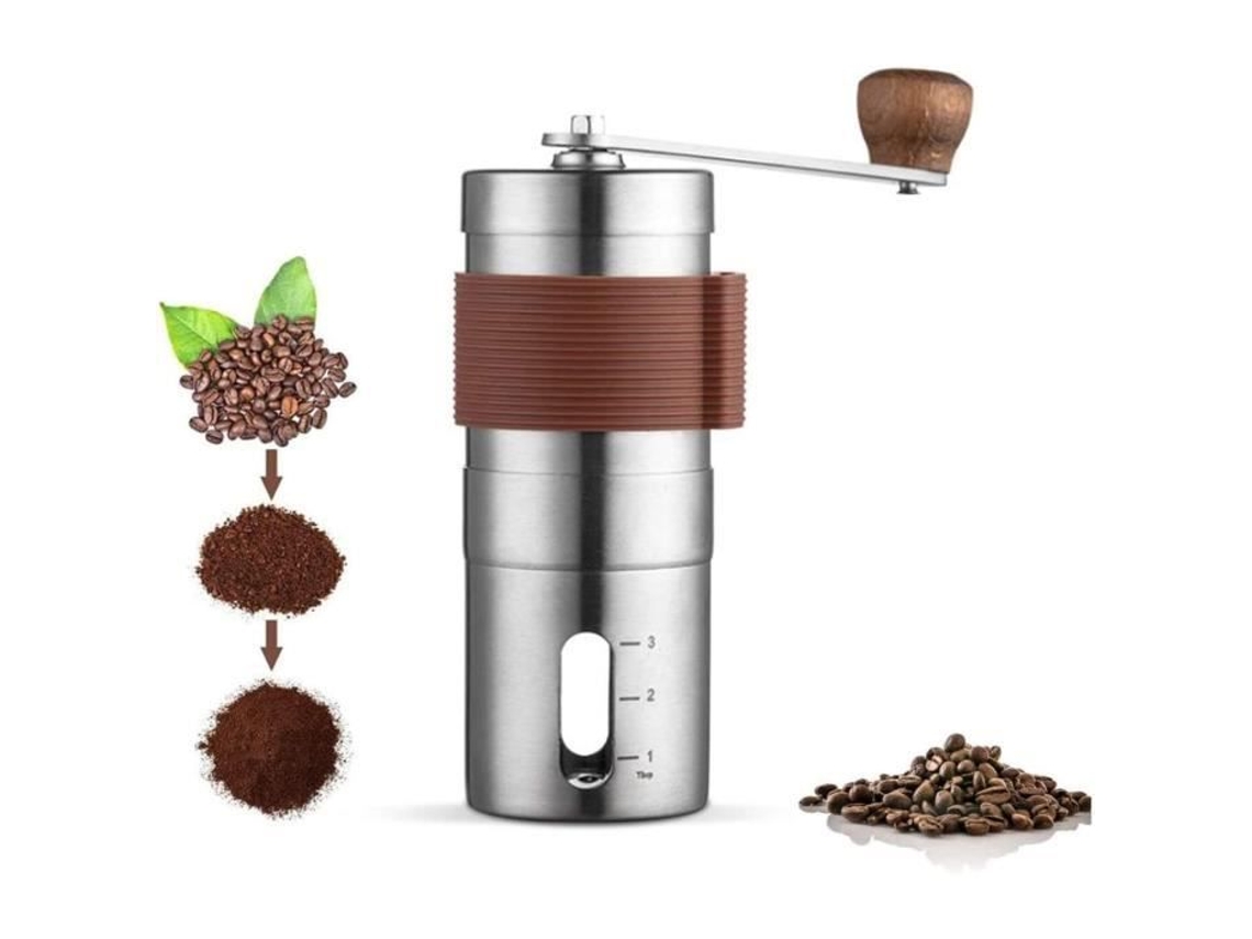 Moedor de Café Manual de Aço Inoxidável com Rebarba Cônica de Cerâmica Ajustável Moedor de Café Manual Portátil para Casa 24