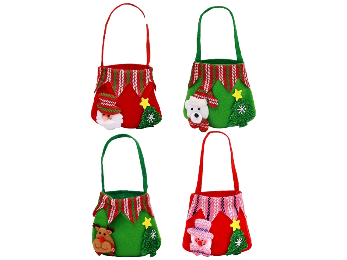 Juego De 4 Bolsas De Regalo Navideñas Con Cordón Para Dulces, Adornos Navideños Con Forma De Manzana, Ergonómicas, Para Uso Diario.