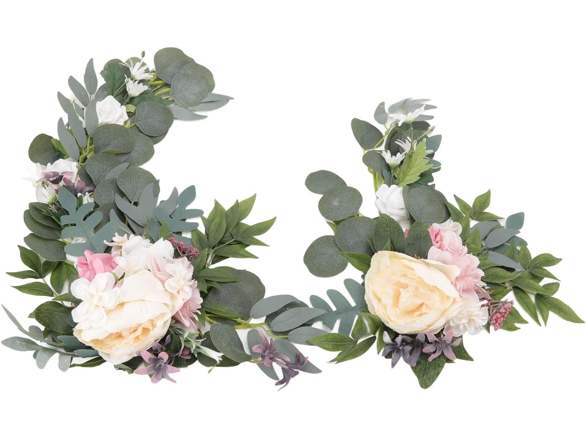 Juego de 2 arreglos florales colgantes, decoración de cinta floral para bodas, arreglos Gokoco