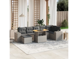 Conjunto de sofás de jardín de 8 piezas DKD Home Decor con cojines de mimbre gris