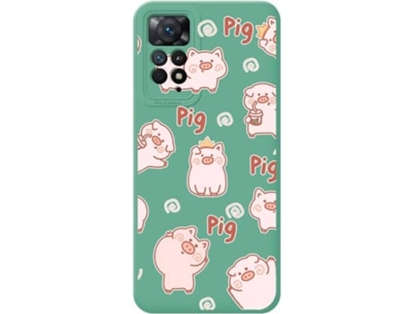Carcasa Xiaomi Redmi Note 11 Pro TUMUNDOSMARTPHONE Silicona Líquida Dibujos Cerdos Verde