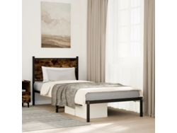 Estructura De Cama Sin Colchón Metal Roble Ahumado 80x200 Cm