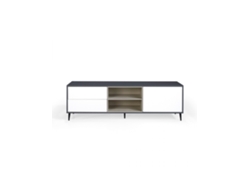 Mueble TV LEA acabado en antracita, blanco polar y visón Patas metálicas negras 180x42x55cm MOMMA HOME