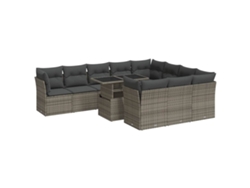 Maison Exclusive - Set De Sofás De Jardín 11 Pzas Y Cojines Ratán Sintético Gris