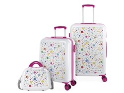 Juego De Maletas Pc ITACA Personalizado Base Blanco/Fucsia blanco-fucsia dots (44X65x25 Cm - 63L)