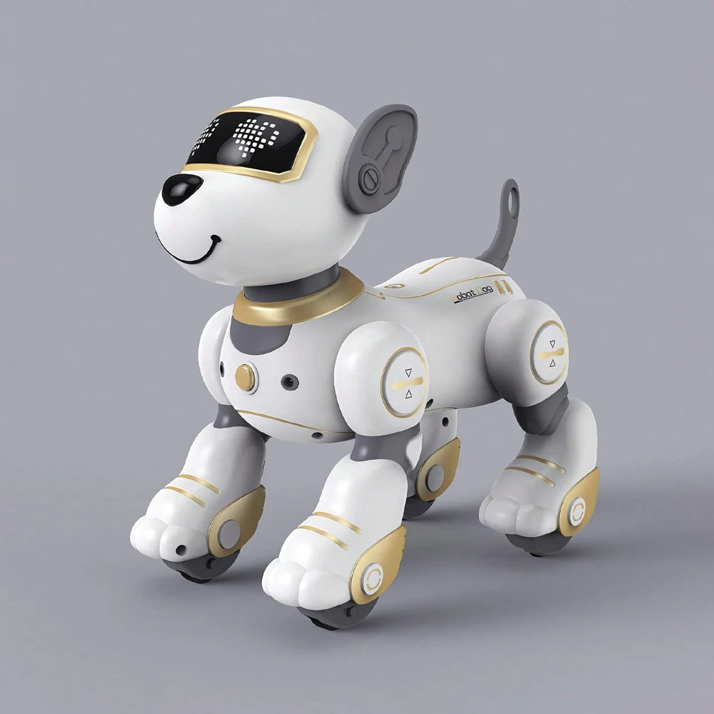 (oro) Perro Robot Inteligente Con Control Remoto, Canta Y Baila Electrónicamente Y Es Programable.